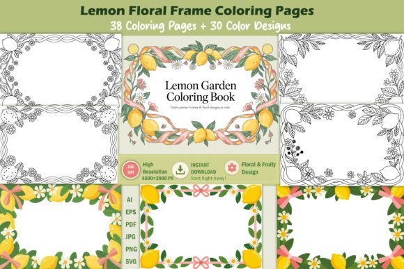 38 Lemon Floral Frame Pages Graphics & Coloring Pages Amp
