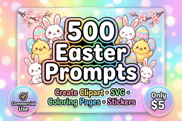 500 Easter Design Prompts Bundle: Graphics & Illustrations