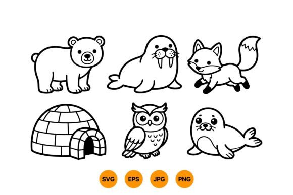 Arctic Animals Coloring SVG: Graphics & Illustrations Review