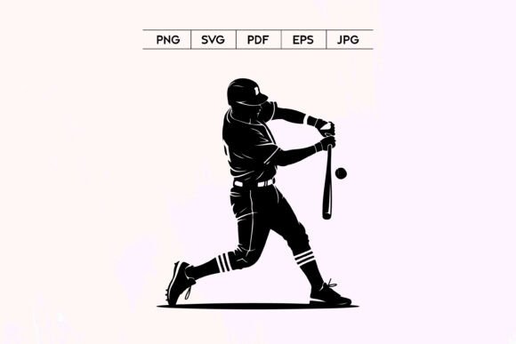 Baseball Batter Swing Action Silhouette Graphics