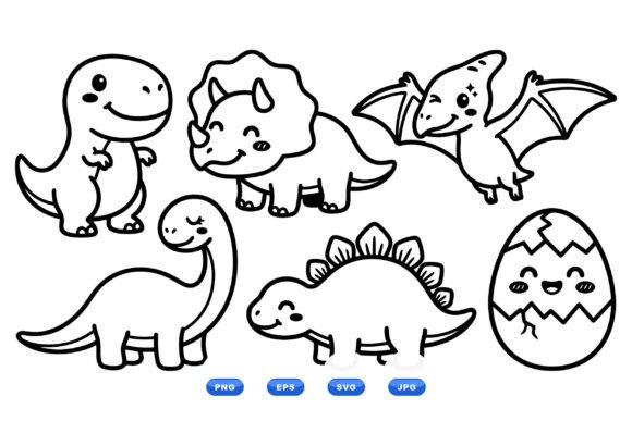 Cute Dino Line Art SVG: Playful Graphics for Local Branding & Illustrations