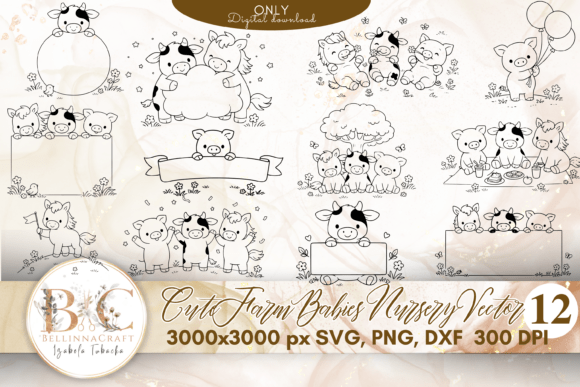 Cute Farm Babies Nursery SVG Bundle: Graphics & Illustrations
