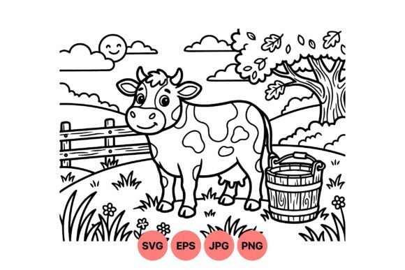 Cute Farm Cow Coloring Page: Embroidery Design Review