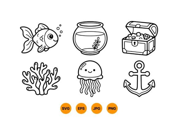 Cute Ocean Clipart SVG Kit: Playful Graphics & Illustrations