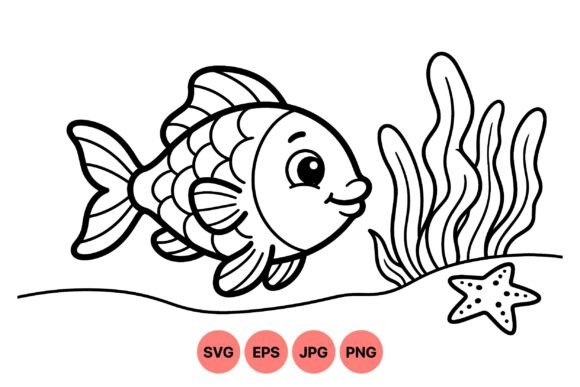 Cute Ocean Fish Line Art: Graphics & Illustrations Review