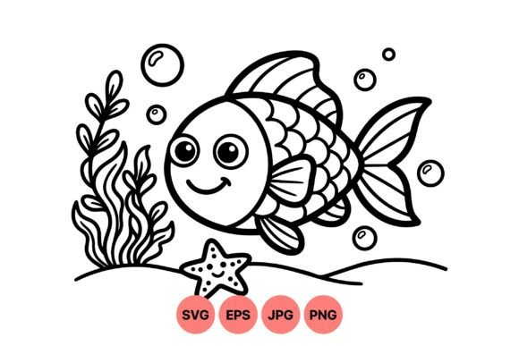 Cute Smiling Fish SVG Design for Graphics