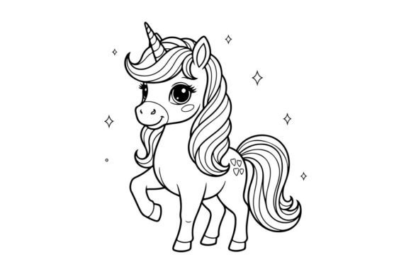 Cute Unicorn Standing Magical Fantasy Graphics & Illustrations