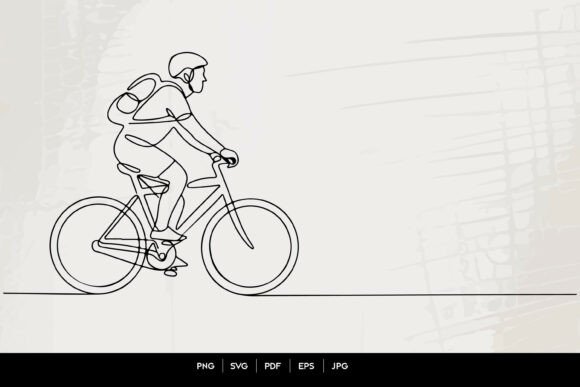 Cyclist Riding Bicycle Line Art for Crafts & Graphics
