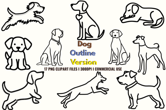 Dog Outline Version Cliparts: Minimal Graphics & Illustrations