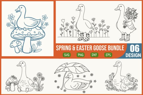 Floral Easter Goose SVG Graphics for Crafts