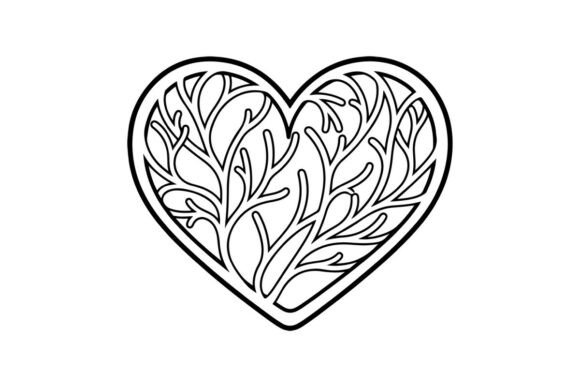 Heart Shape with Tree Branches: Graphics & Coloring Pages Amp