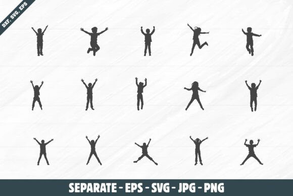 Jumping Kids Silhouette Set: Graphics for Crafts-Driven Branding