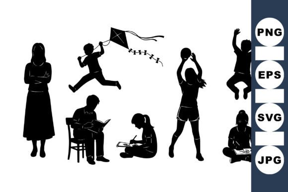 Kids Activity Silhouette SVG for Crafts & Graphics