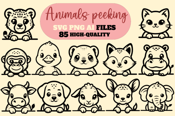 Peeking Animals SVG Bundle PNG