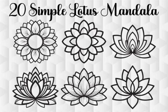 Simple Lotus Mandala Graphics for Crafts