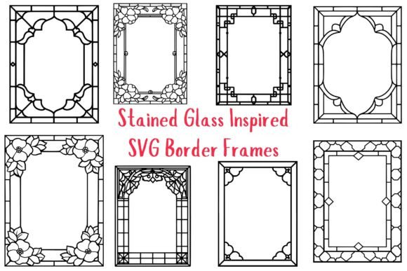 Stained Glass Decorative Border Frames: Graphics & Icons