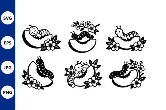 Vintage Caterpillar Crescent Vector Graphics & Illustrations