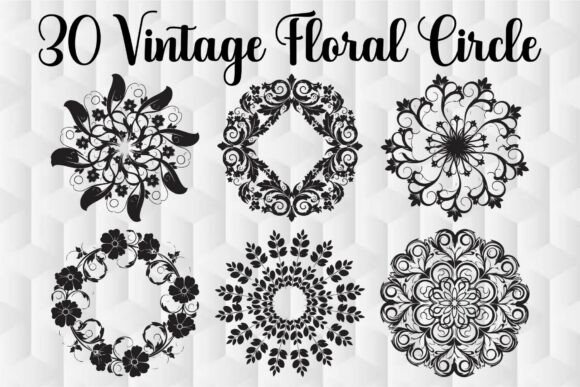 Vintage Floral Circle Designs: Graphics for Crafts